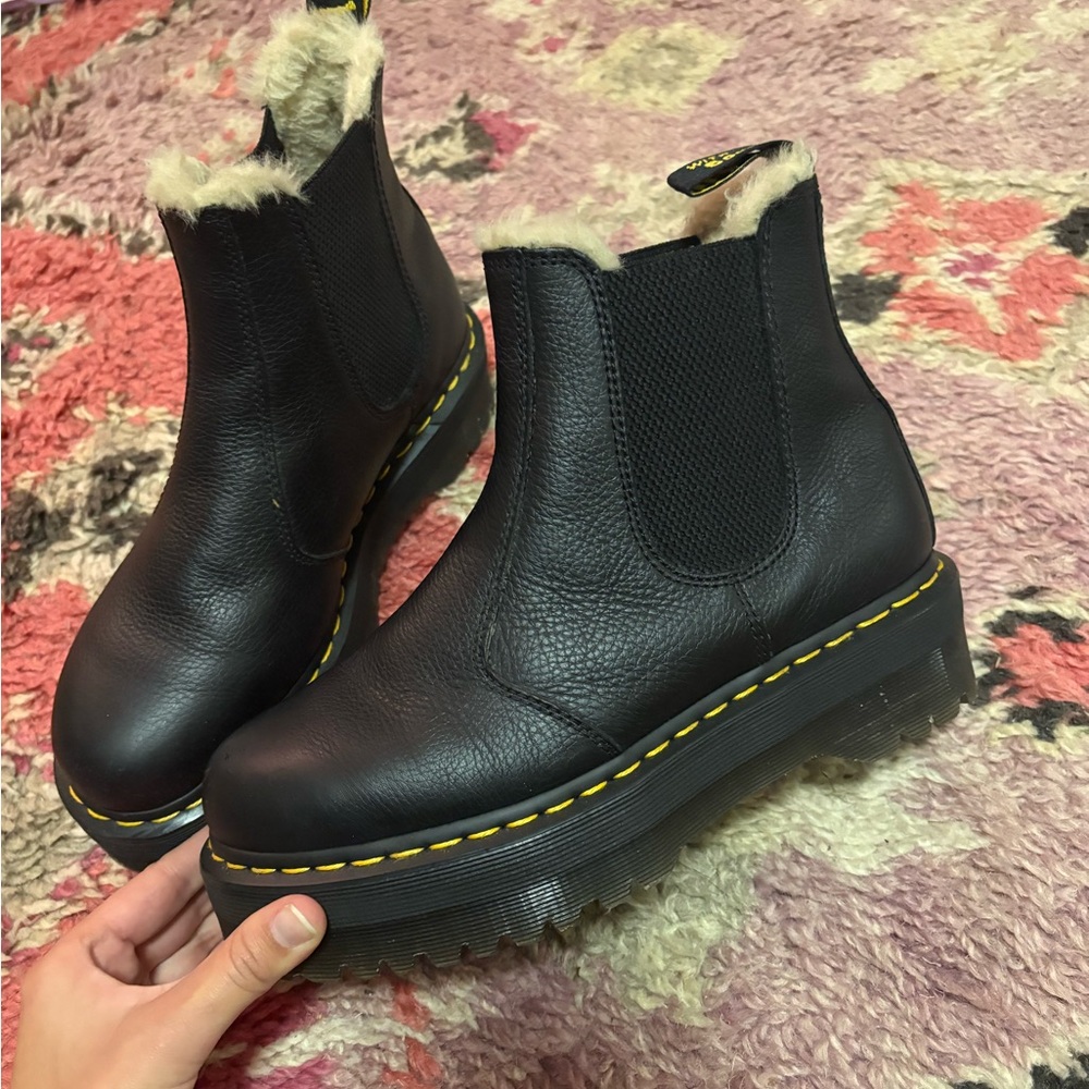 Doc Marten Black Leather Platform Chelsea Boots